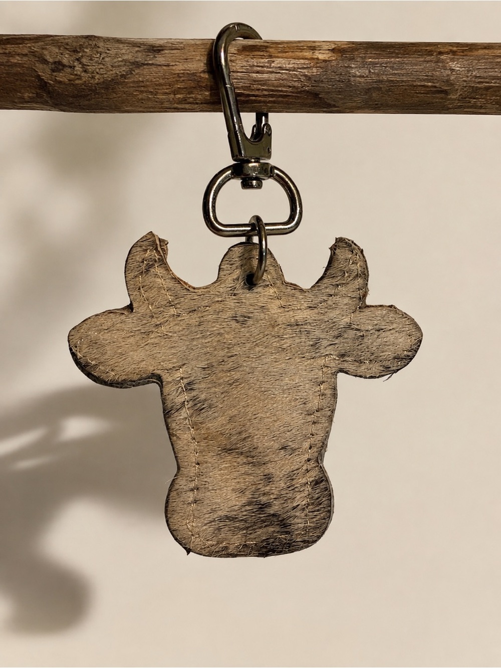 Neutral Cowhide Leather Keychain Charm by
